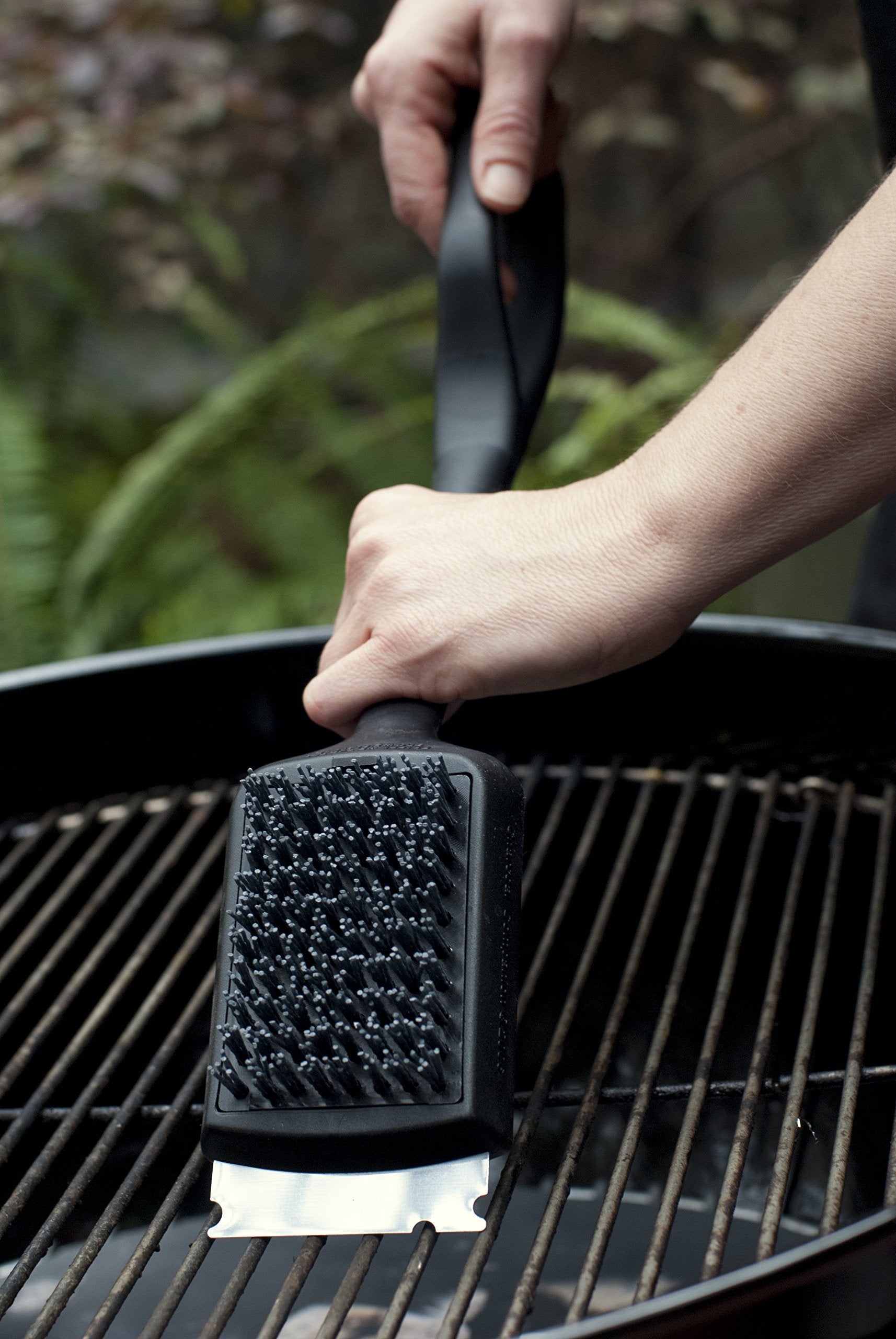 Charcoal Companion Dual Handle Monster Barbecue Grill Brush & Grill Scraper with Safe-Scrub Nylon Bristles - Best BBQ Cleaner CC4126