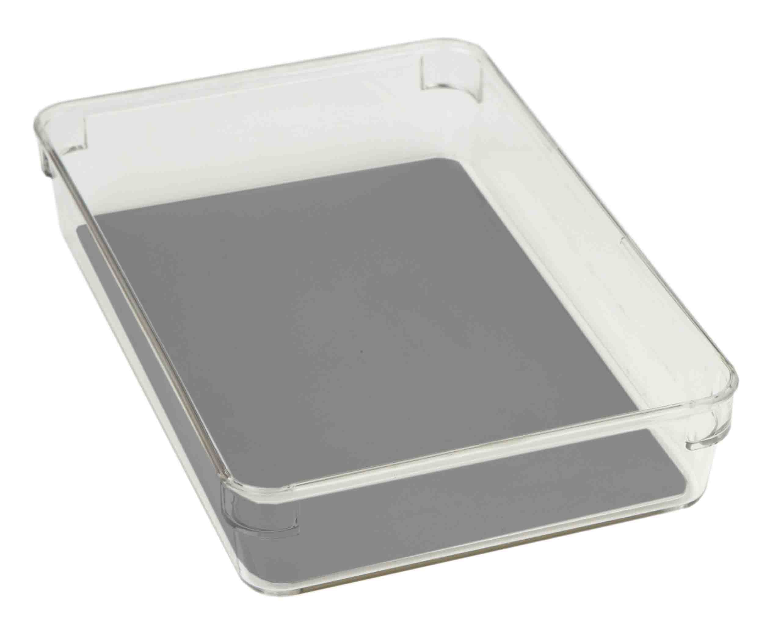 Home Basics 6" x 9" x 2" Plastic Rubber Liner Drawer Organizer, One Size, Clear