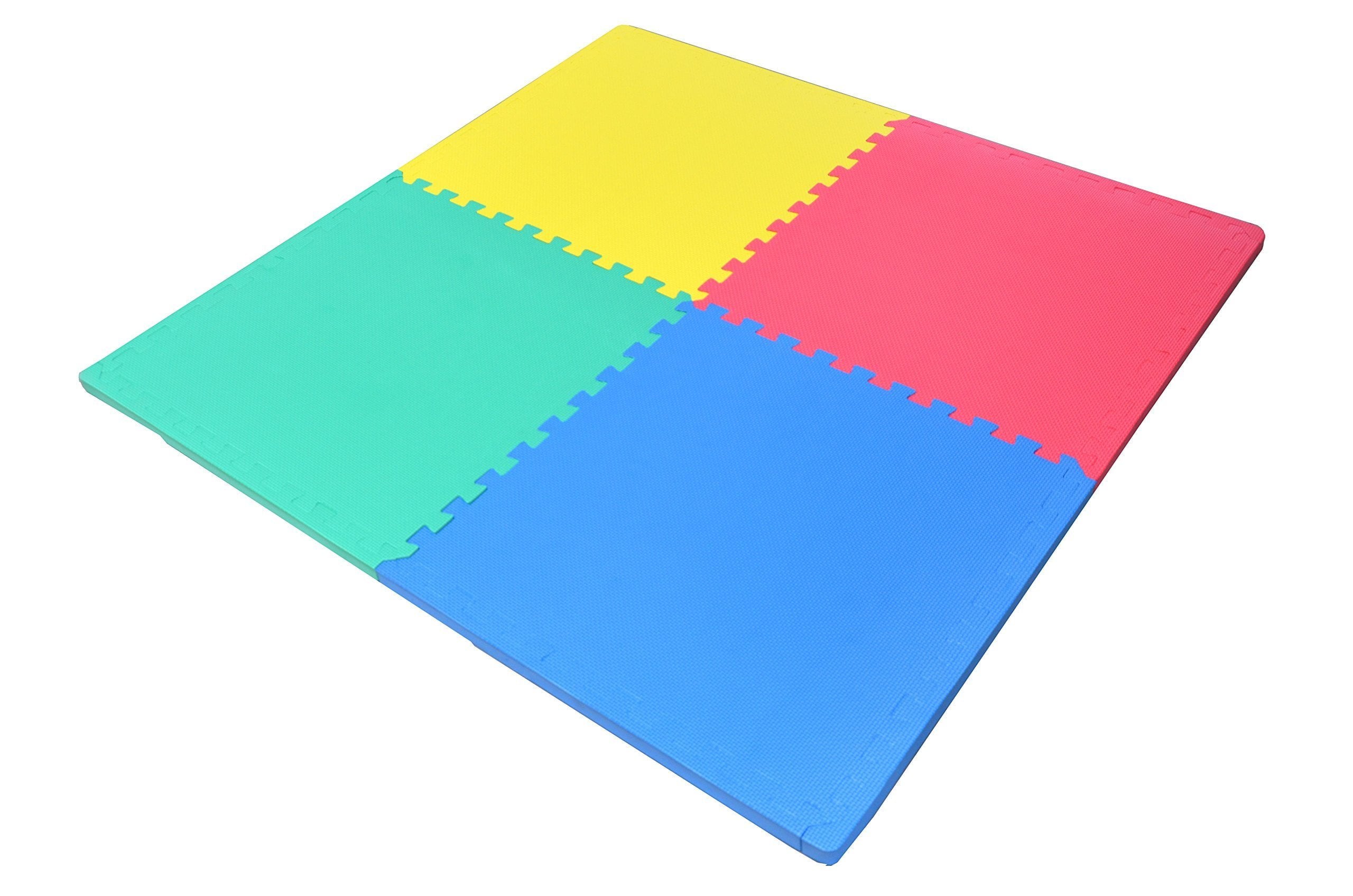 Foam Home Solutions Anti-Fatigue Interlocking Flooring Tiles - 24 x 24 Inches - 4 Colors -Covers 16 Sq Ft Multi- Colored, 2 Feet x 2 Feet
