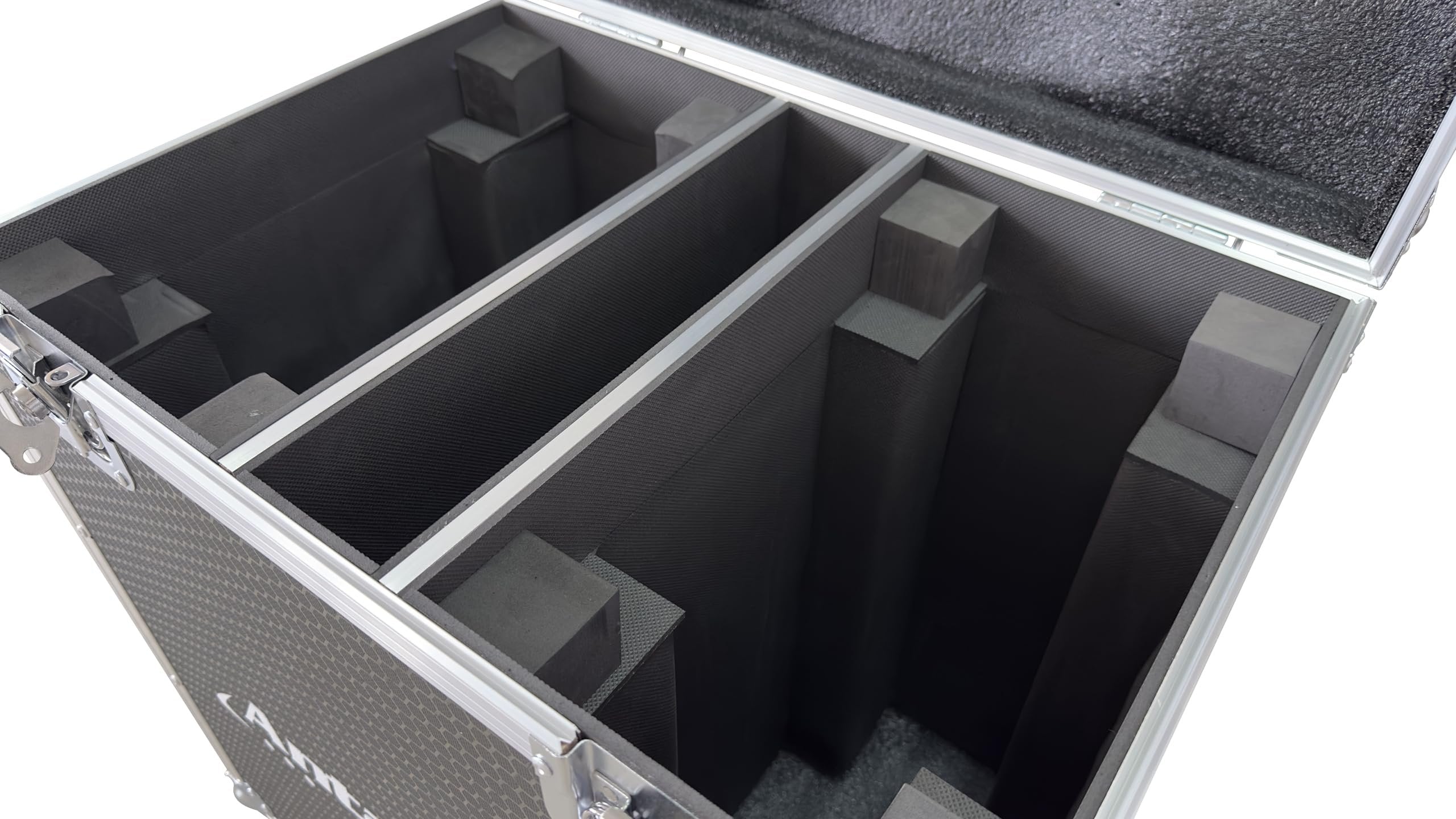 ANTAKIPRO AP-350CASE PRO Road Case, Holds 2 Moving Head Lights Spacious Interior Secure Compartments Rolling Flight Case Storage with Wheels Black