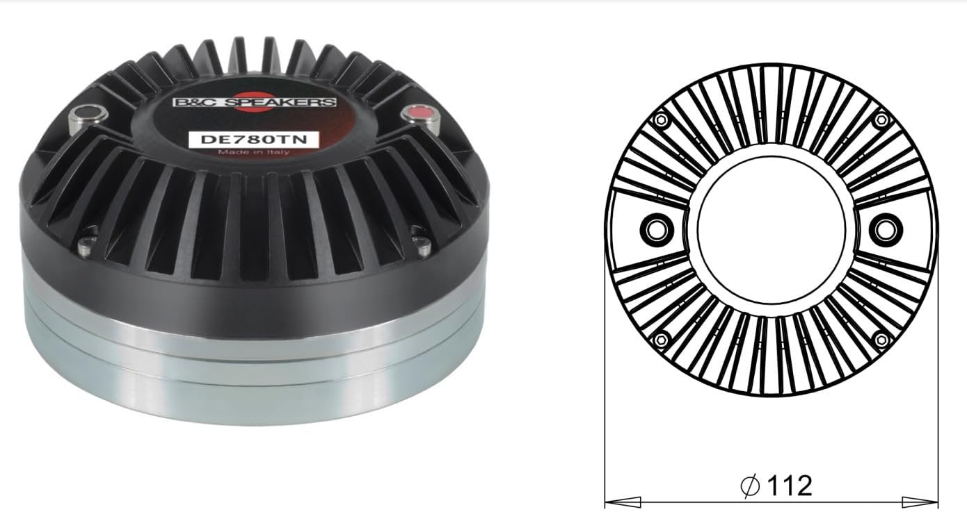 B&C Speakers DRV780TN-8 Compression Driver 1.4 inch Horn Throat Diameter Titanium Diaphragm 110 Watts Rms 220 Watts Peak 8 Ohms Motorcycle Car Pro Audio Sound Speaker - DRV780TN8