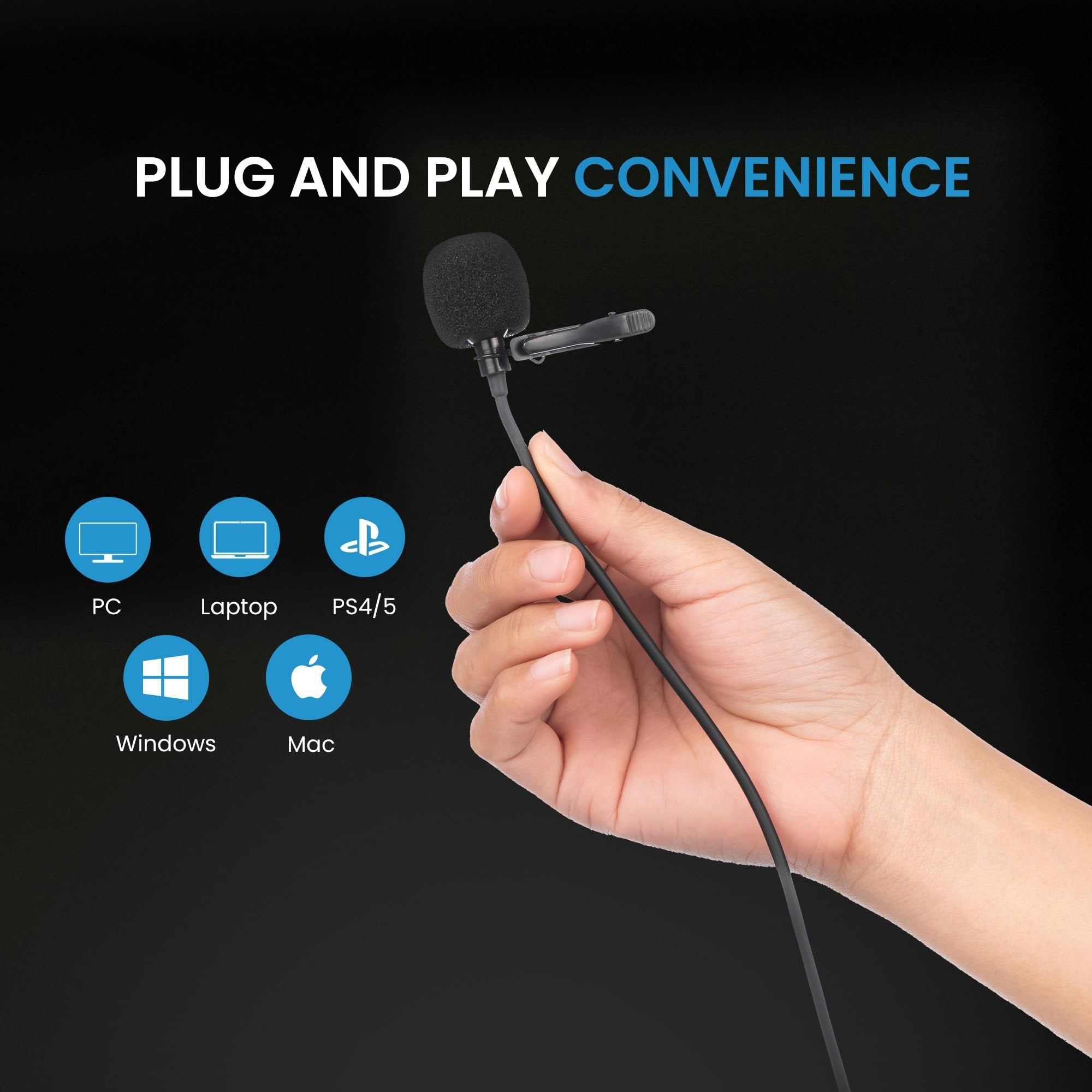 iDance Lavalier Microphone for Cell Phone, Wired Lapel Clip On Small Mic, Wearable Shirt Tiny Lav Microphone for Studio Recording, Content Creation, Omnidirectional Mini Microphone Android