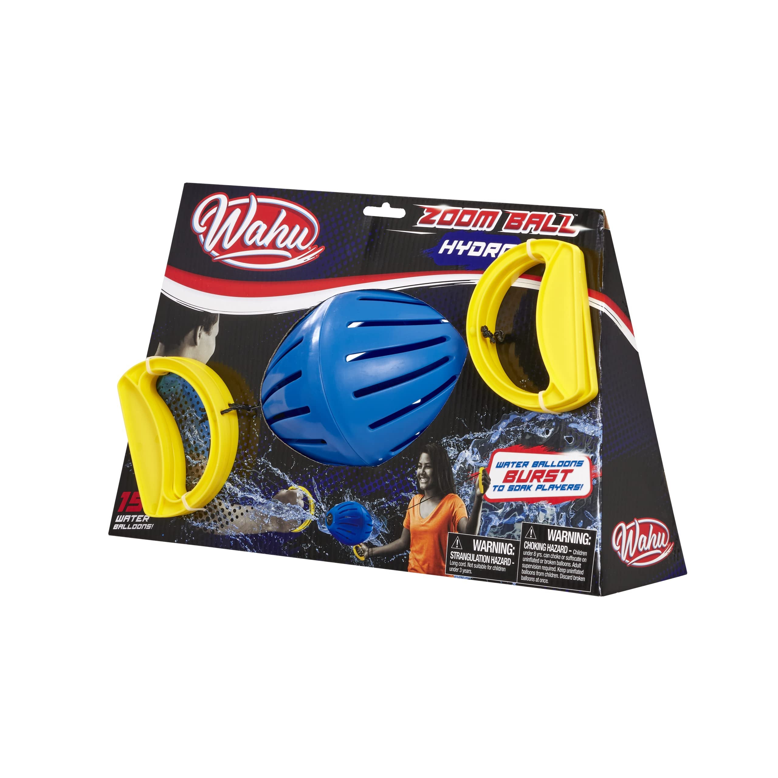 Wahu Zoom Ball Hydro Outdoor Toy with 7" Ball, 2 Handles, and 15 Water Balloons, Ages 8+, Multicolor
