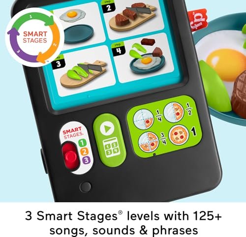 Fisher-Price Preschool Kitchen Playset Laugh & Learn 123 Follow The Recipe Meal Kit 30-Piece Pretend Cooking Toy Set for Ages 3+ Years