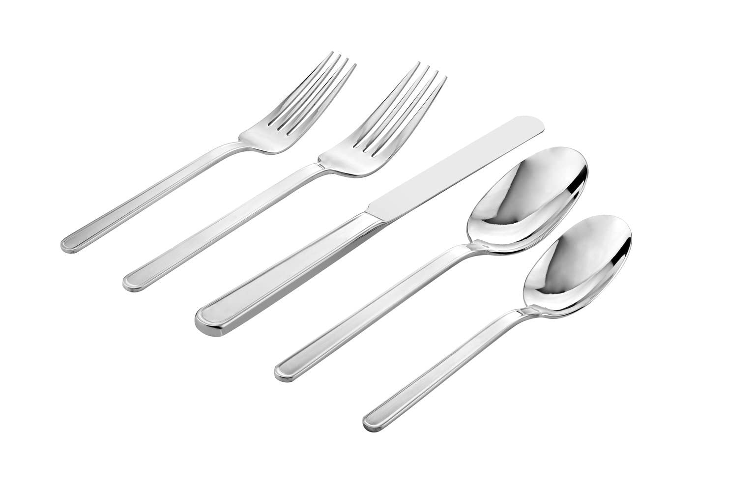 Godinger 20 Piece Flatware Set with 4 Dinner Forks, 4 Salad Forks, 4 Tablespoons, 4 Teaspoons and Knifes, 18/0 Stainless Steel Rail Satin Fade, Set of 4