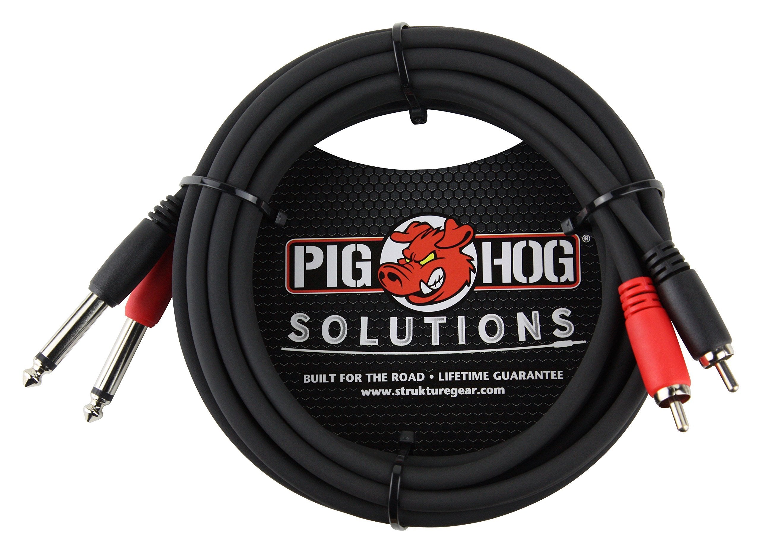 Pig Hog PD-R1410 Dual RCA (Male) to Dual 1/4" Mono (Male) Cable, 10 Feet