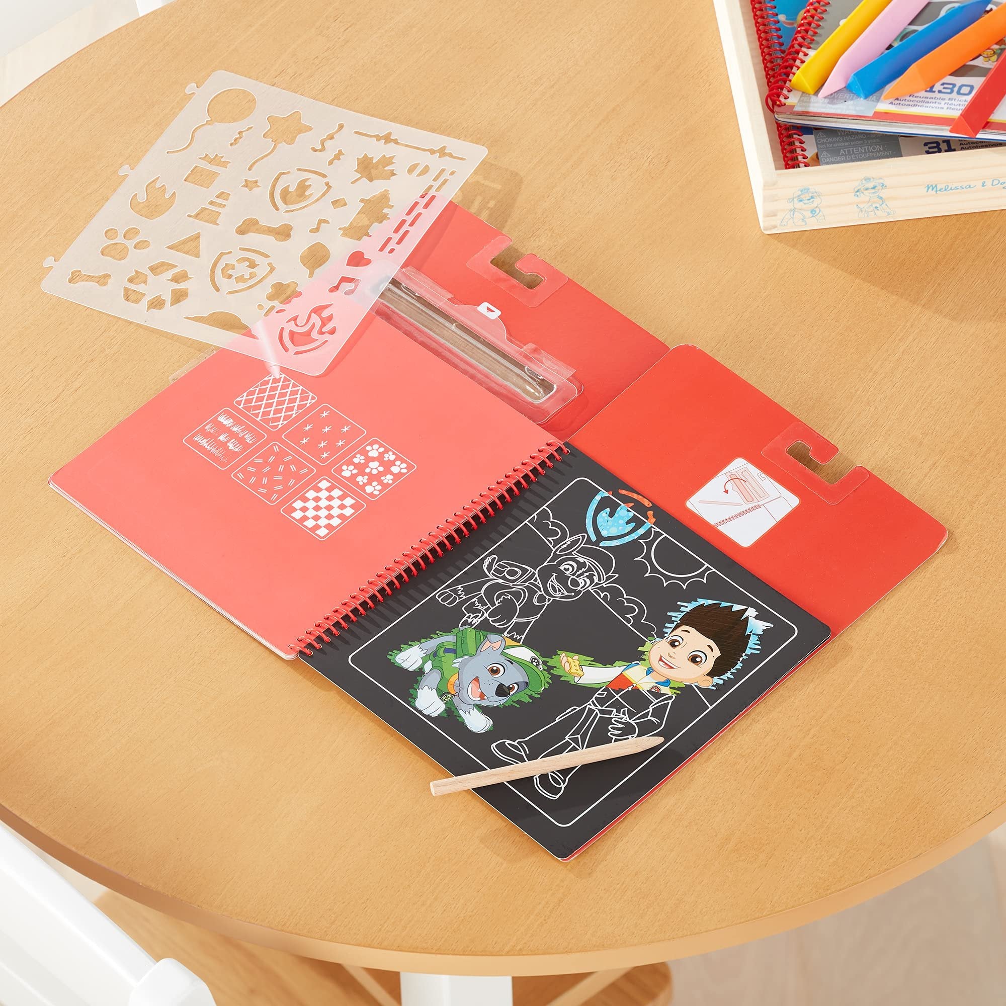 Melissa & Doug PAW Patrol Scratch Art Pad - Marshall Colour Reveal Travel Activity Pad