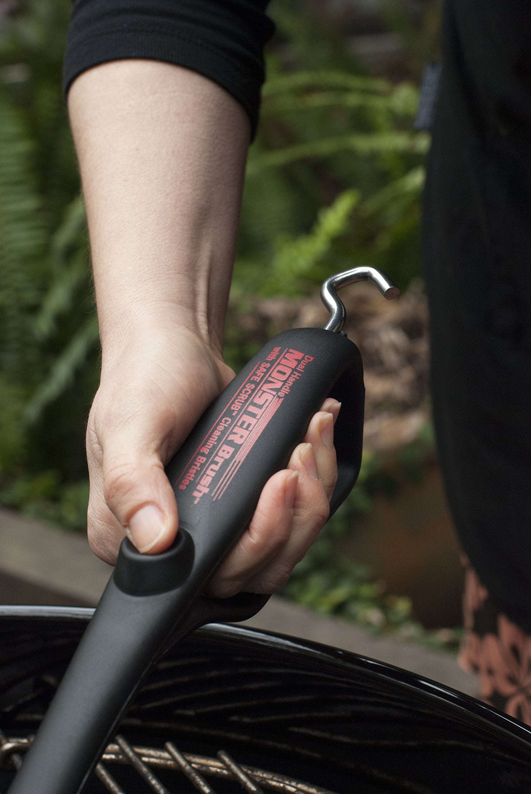 Charcoal Companion Dual Handle Monster Barbecue Grill Brush & Grill Scraper with Safe-Scrub Nylon Bristles - Best BBQ Cleaner CC4126