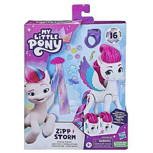 My Little Pony Toys Zipp Storm Style of The Day, 5-Inch Hair Styling Dolls with Fashions, Toys for 5 Year Old Girls and Boys