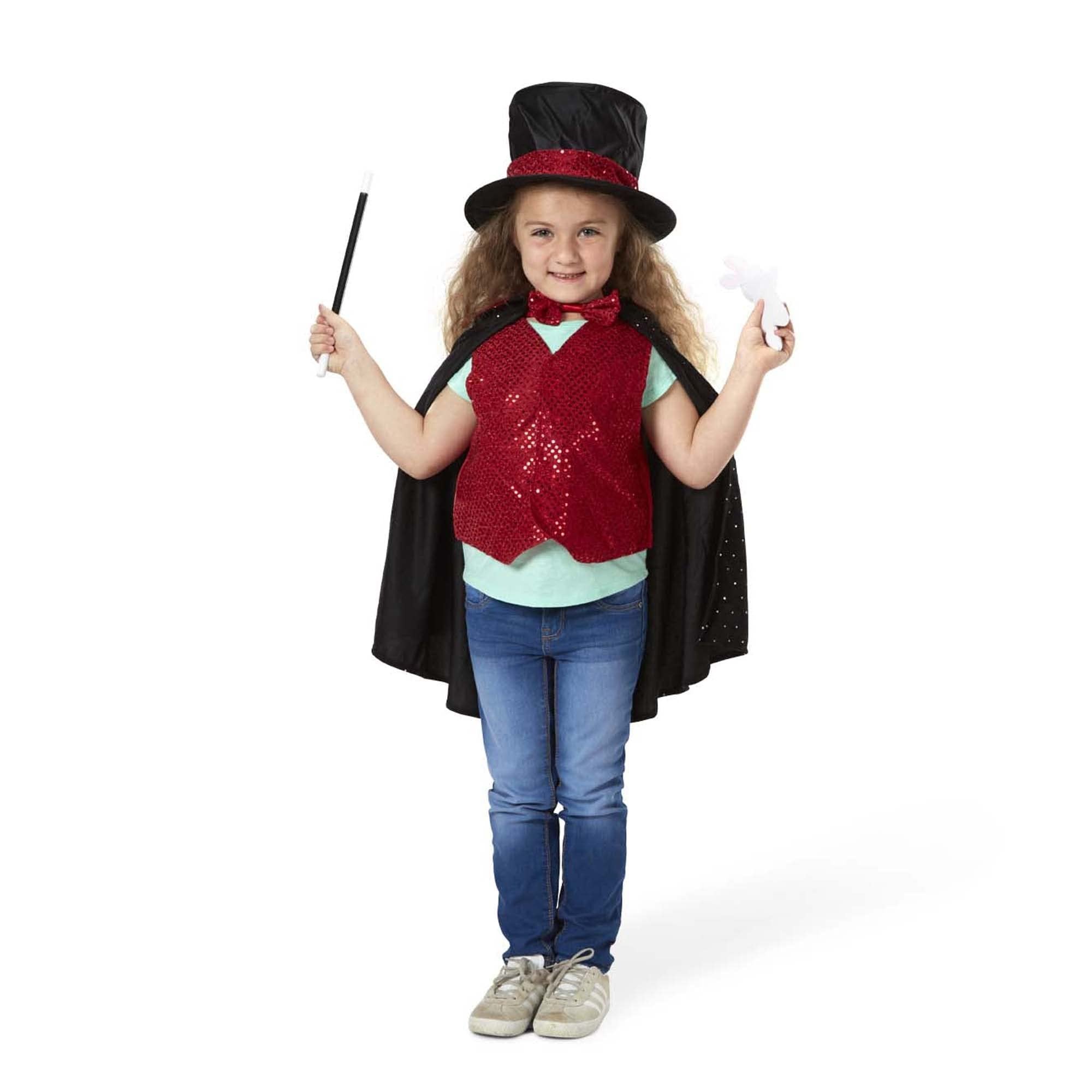 Melissa & Doug Magician Role Play Costume Set - Includes Hat, Cape, Wand, Magic Tricks