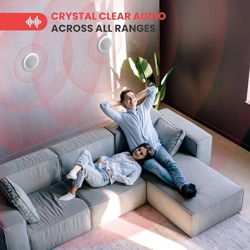 Pyle 6.5'' Home In-Wall / In-Ceiling Speakers, 250W Peak Power, Dual Hi-Fi Stereo Sound, Pivoting Silk Dome Tweeter, Poly Cone Mid-Bass, Adjustable Treble, Stain Resistant Grill, Custom Installations