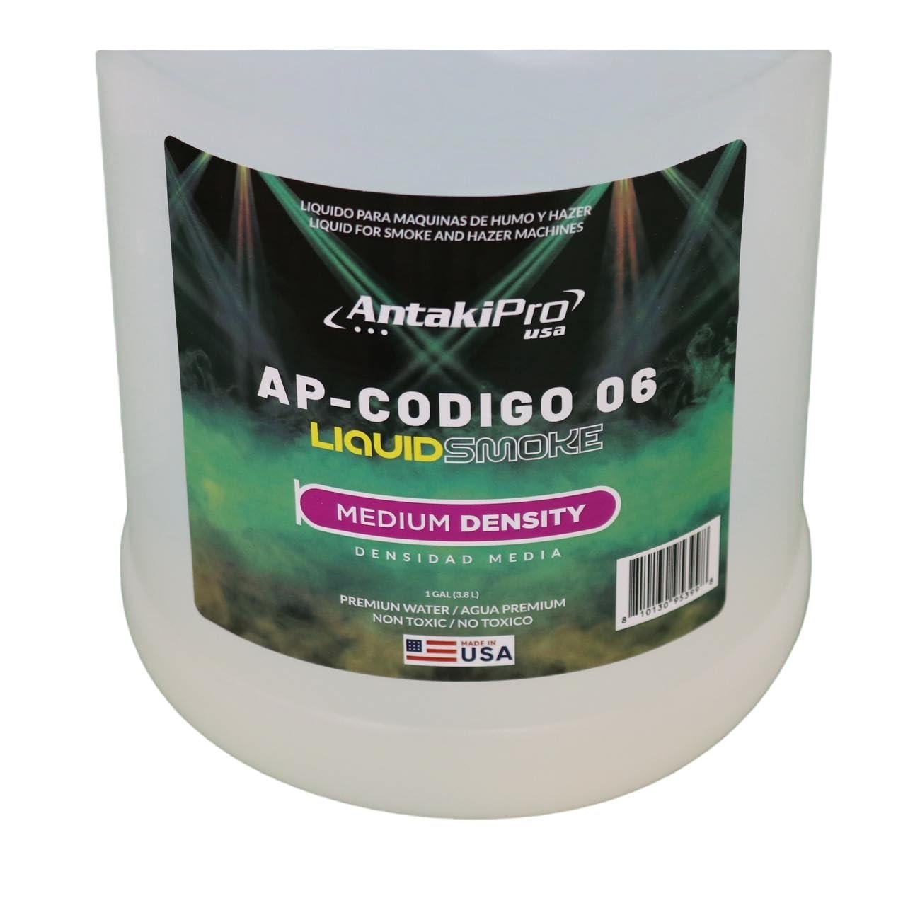 ANTAKIPRO AP-CODIGO6 Medium Density Fog Juice Liquidsmoke Non-Toxic Odorless Water-Based Fog Machine Fluid for All Standard Fog Machines - 1 Gallon