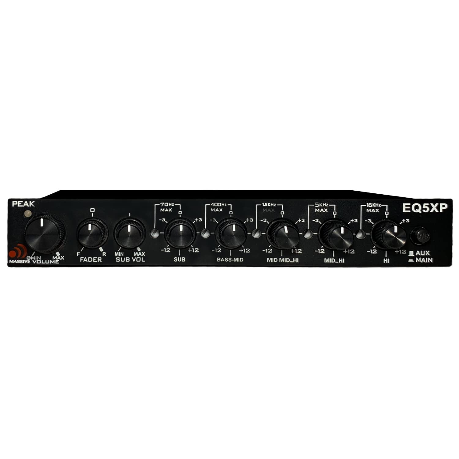 Massive Audio EQ5XP - 5 Band Car Audio Parametric Equalizer and Crossover with Active Front Stage, 6 Channel Output for Quick subwoofer Control and a bandpass Crossover for Your Rear Channels