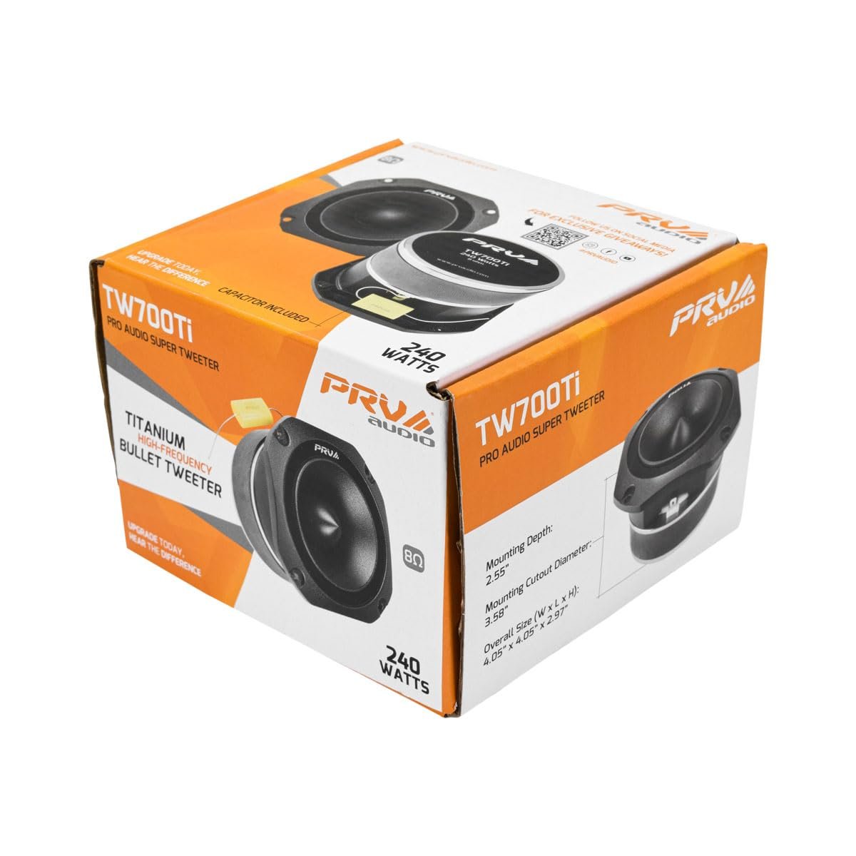 PRV AUDIO TW700Ti 4 Inch Titanium Bullet Tweeter TW700Ti 240 Watts, 8 Ohm Super Tweeter, Built-in Capacitor Pro Audio High Frequency Driver (Single)