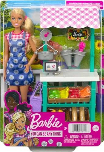 Barbie Careers Playset, Farmers Market Set with Blonde Fashion Doll, Furniture & Accessories