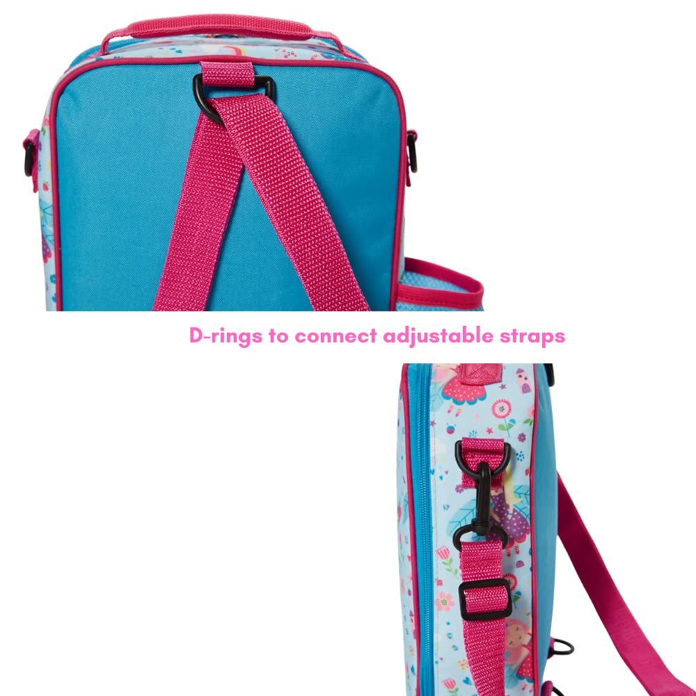 Rainbow Fairies 3-In-1 Convertible Lunch Box and Water Bottle Set, Soft Insulated Lunch Bag with Water Bottle for Girls