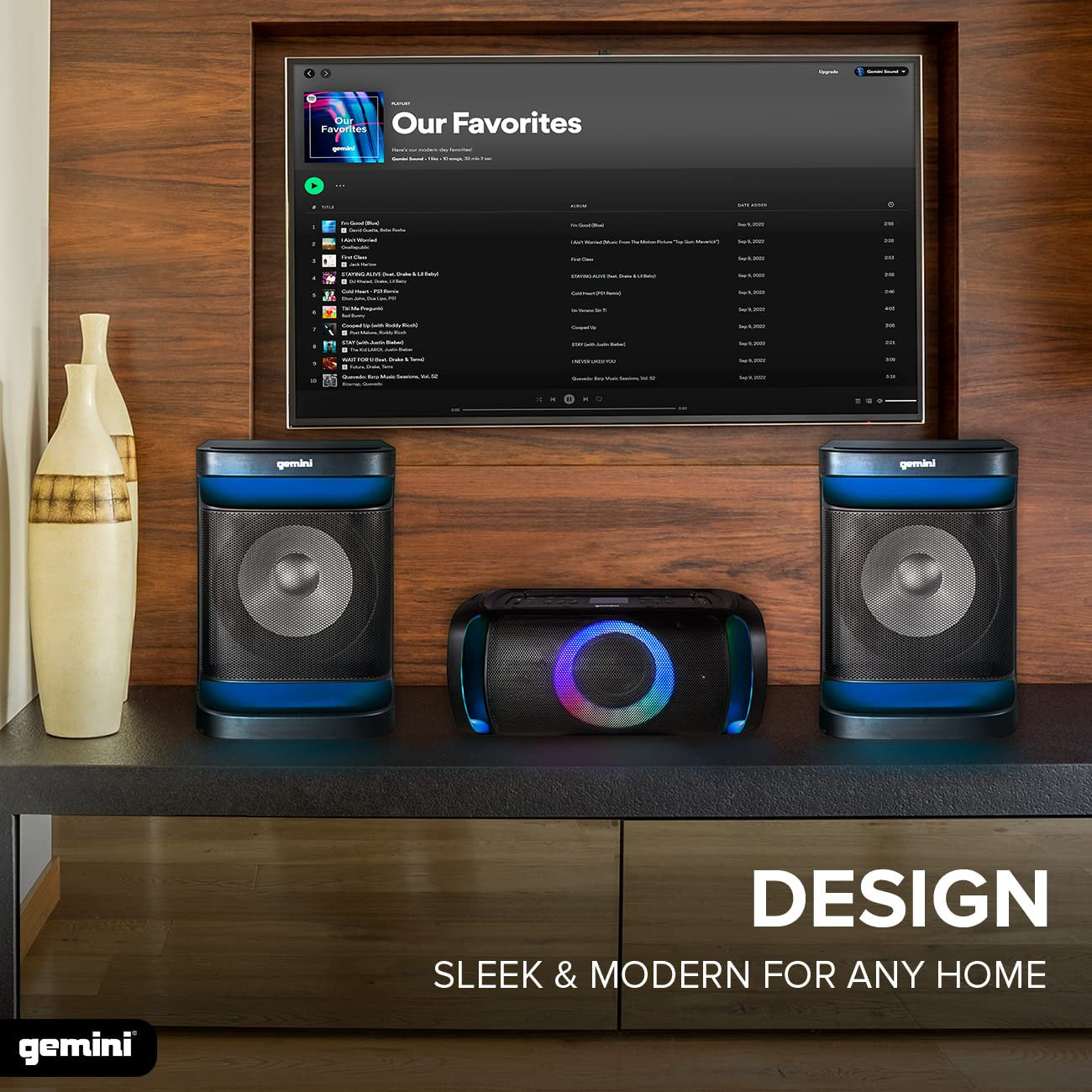 Gemini Bluetooth Stereo System for Home – 3000W Peak Power Dual 12” Subwoofers, FM Radio, LED Lights, USB, AUX, Optical Input – Ultimate Home Stereo Shelf System for Parties & Karaoke (GSYS-4800)