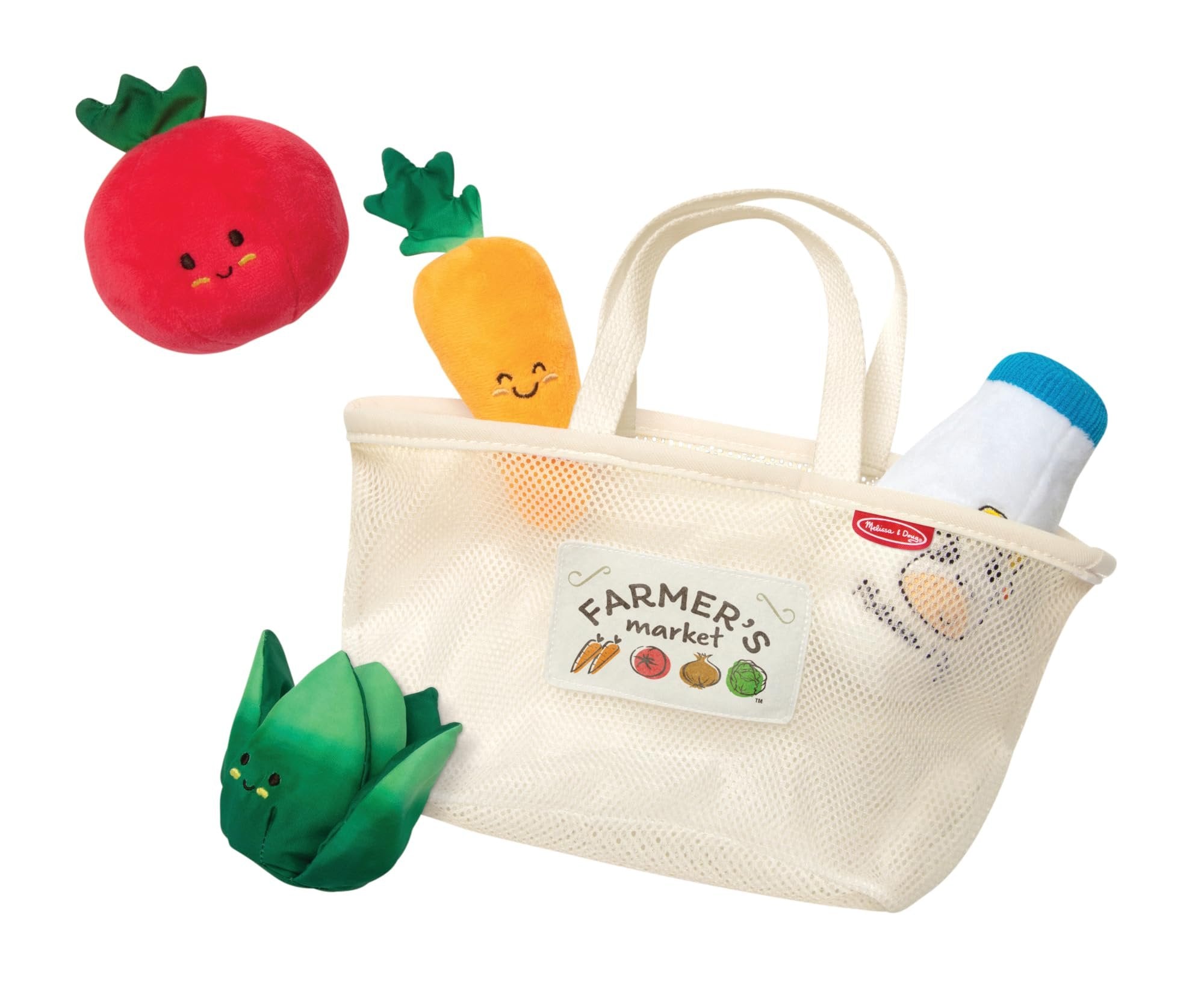 Melissa & Doug Multi-Sensory Market Basket Fill & Spill Toy - Pretend Play Food Menus Grocery Toys, Sorting And Stacking Multi-Sensory Toys For Infants And Toddlers Ages 1+