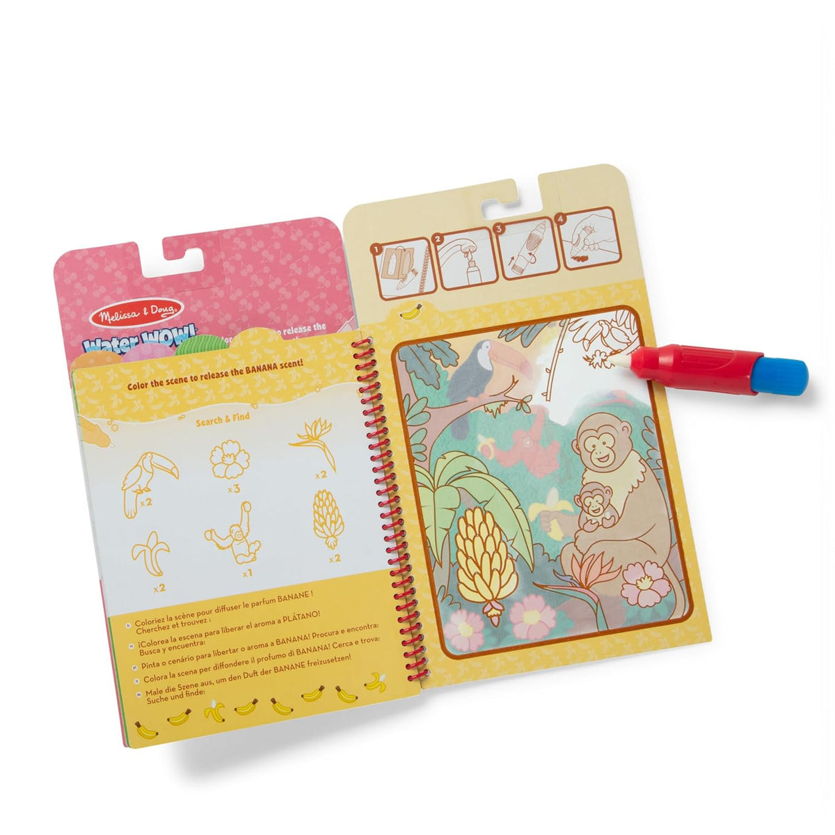 Melissa & Doug Scented Water Wow! Mess Free Coloring Book, Reusable Water-Reveal Activity Pad, Fruit, Travel Toys, Party Favors, for Toddlers for Kids Ages 3+ - FSC Certified