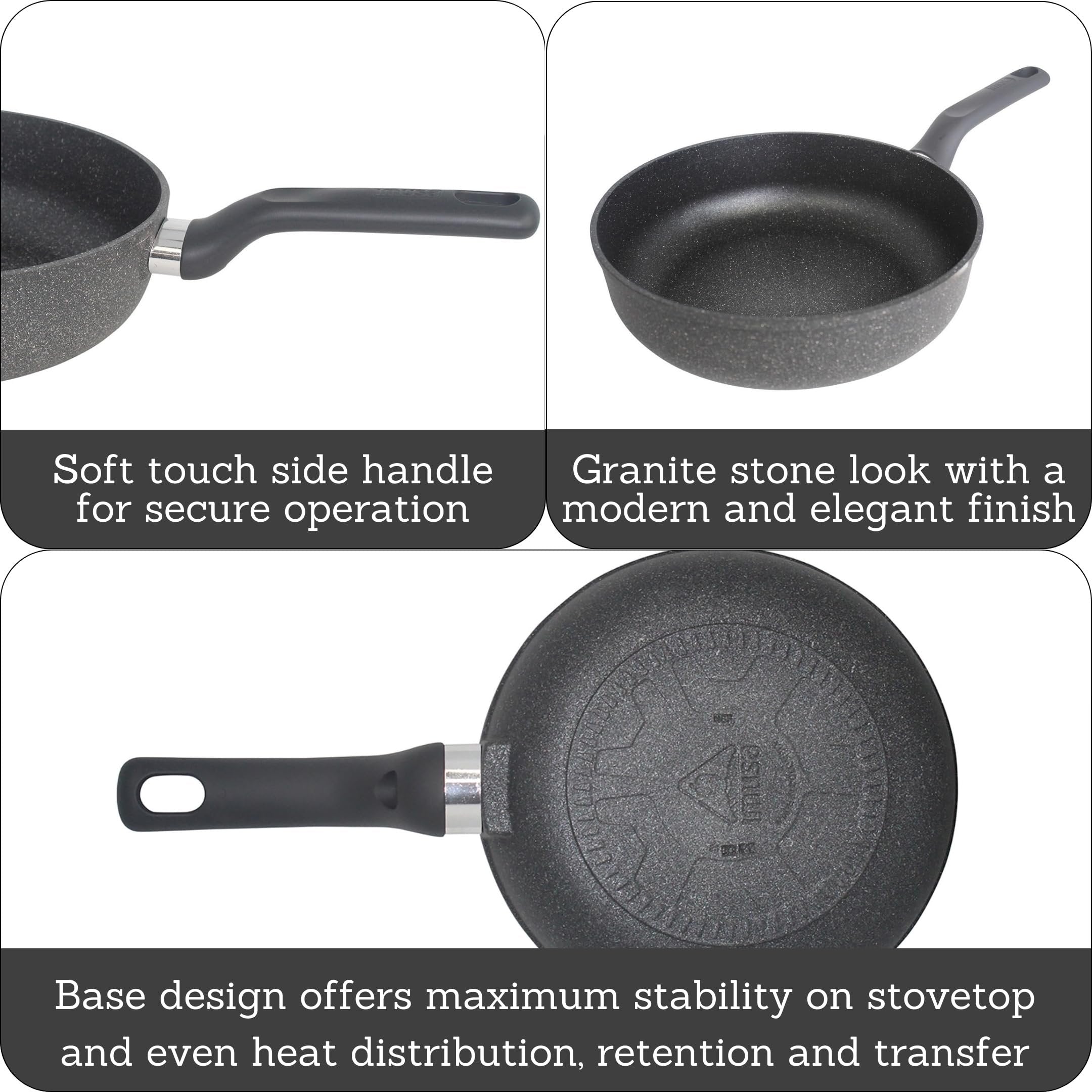IMUSA 9in Gusto Cast Aluminum Speckled Nonstick Fry Pan with Soft Touch Handle, Gray