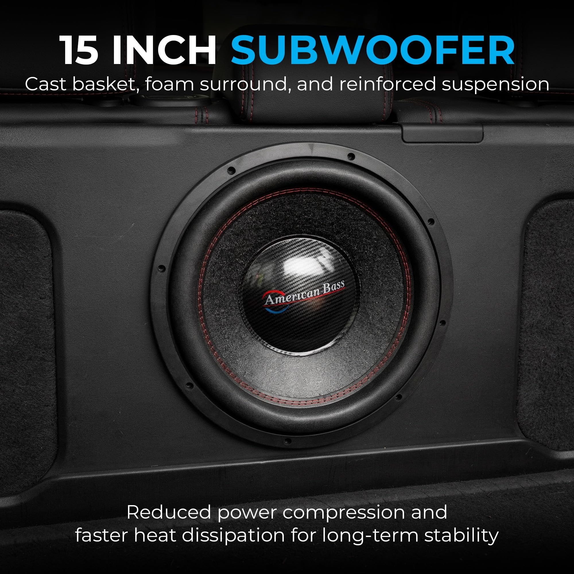 American Bass Hawk 15” Subwoofer, 3000W Max / 1500W RMS, 3” Voice Coil, 200oz Magnet, Cast Basket, High-Performance SPL Subwoofer Car Audio Driver for Deep, Clean Bass in Ported Subwoofer Enclosures