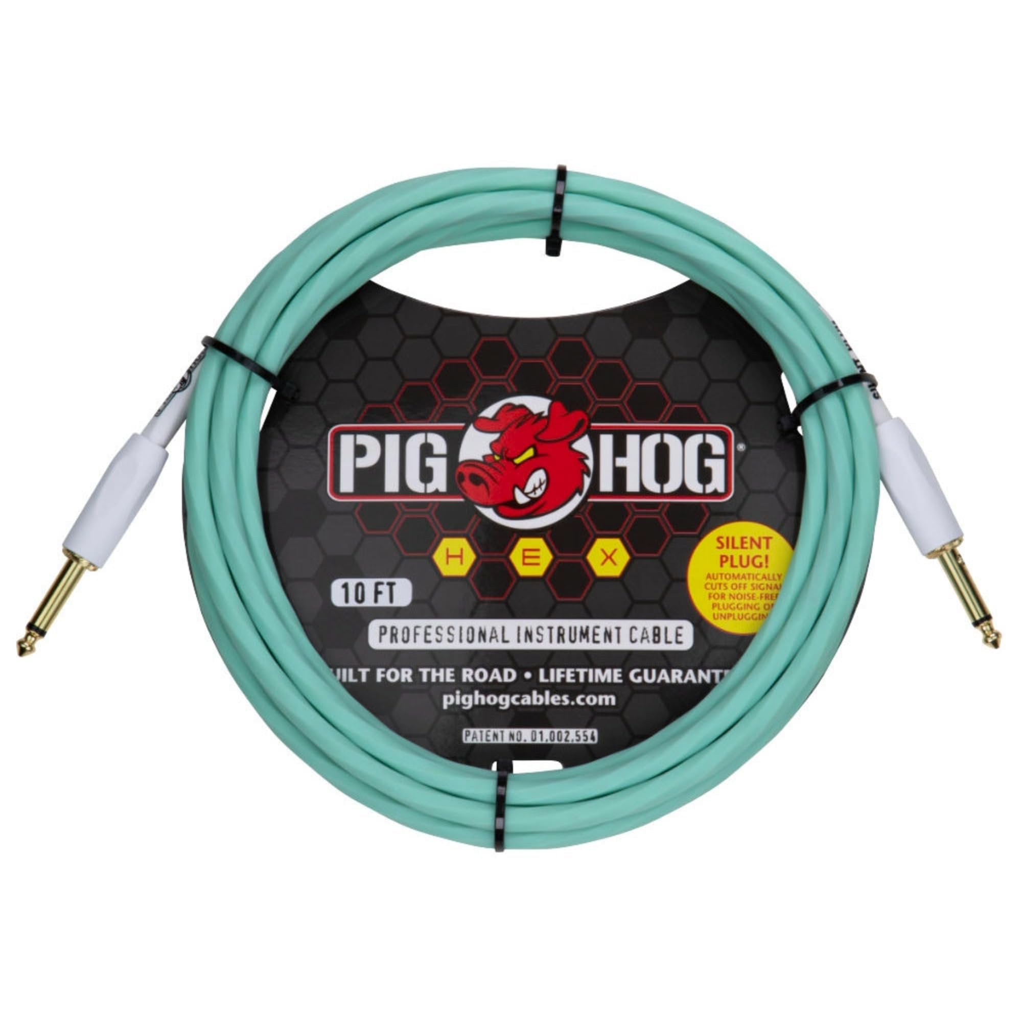 Pig Hog PHSH10GR Hex Series Silent Cable, 10ft
