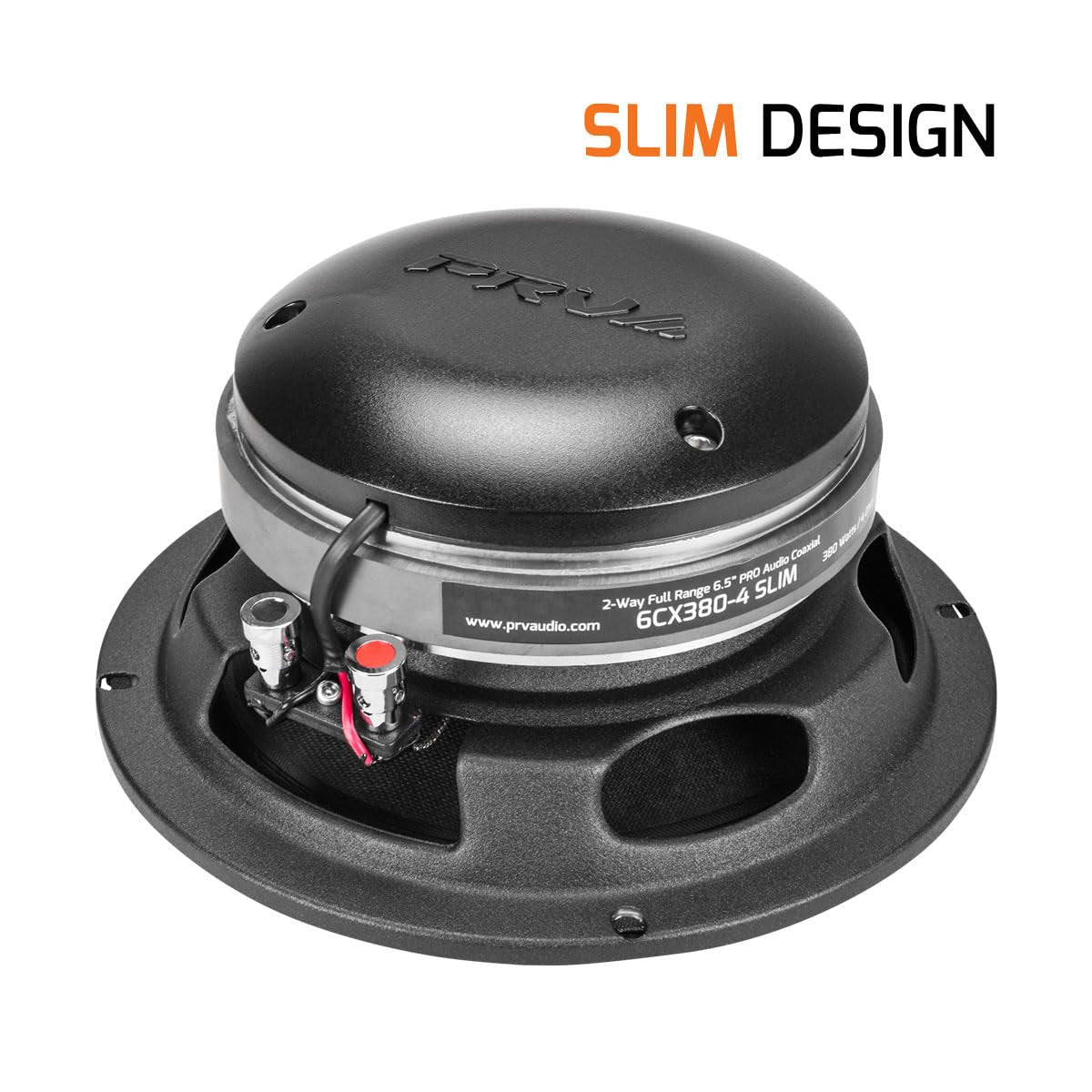 PRV AUDIO 6.5" Shallow Coaxial Car Audio Speaker 6CX380-4 Slim Loudspeaker with Built-in Tweeter Driver and Grill Included 380 Watts 4 Ohm (Single)