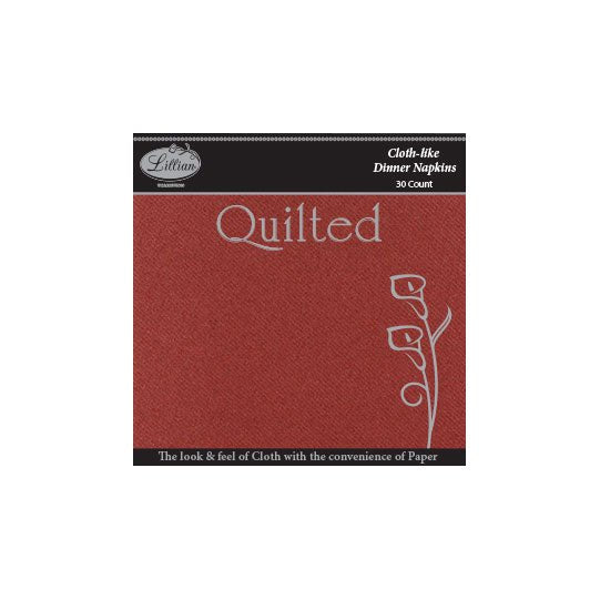 Premium Burgundy Quilted Cloth-Like Dinner Napkin - 1/4 Fold (Pack of 30) - Absorbent Paper Napkin - Perfect for Any Occasion