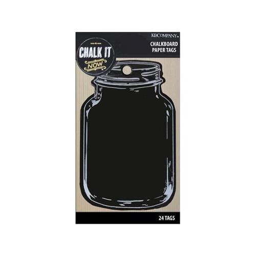 K&Co Chalk It Now Chalkboard Tags Paper Jar Black