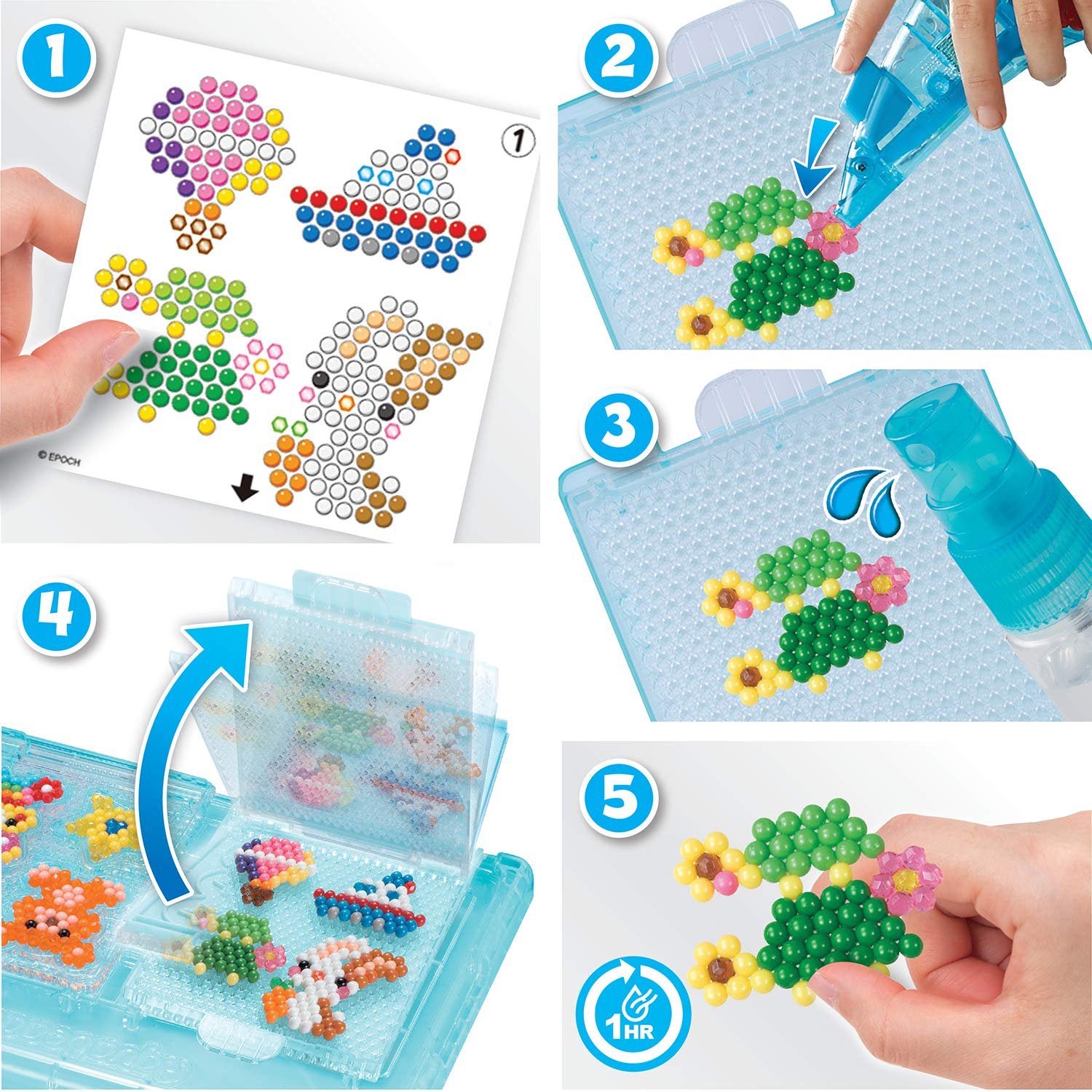 Aquabeads Deluxe Studio - Craft Kit Complete with Over 1300 Solid and Jewel Beads, 2 Flip Trays, Sprayer, Rainbow Bead Pen and Bead Palette Storage Case!