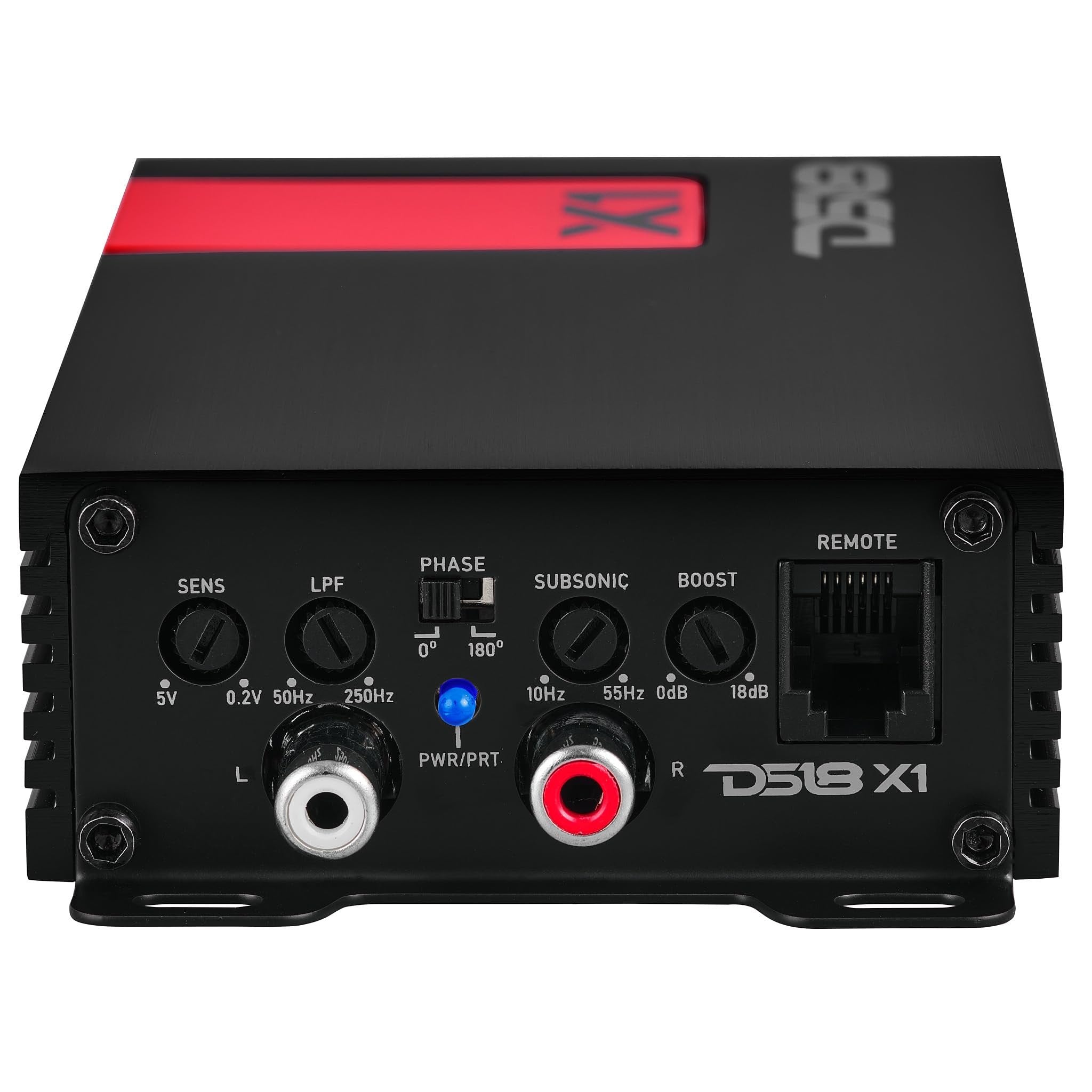 DS18 X1 Ultra Compact Car Audio Amplifier Class D 1 Channel Monoblock 900 Watts Peak Remote Level Control Included,Black
