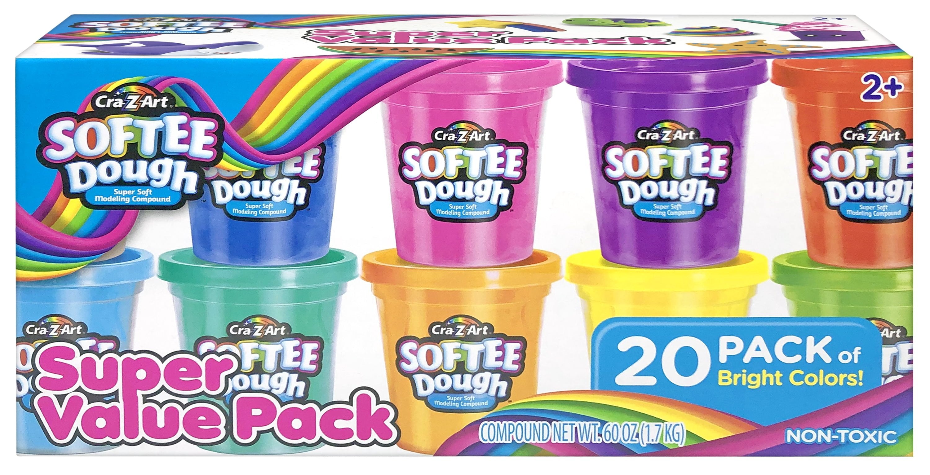 Cra-Z-Art Softee Dough 20 Count 3oz Cans, Multicolor, Unisex Child Ages 2 and up