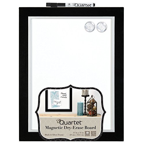 Quartet® Home Organization Magnetic Dry-Erase Board, 11" x 14", Black/Silver