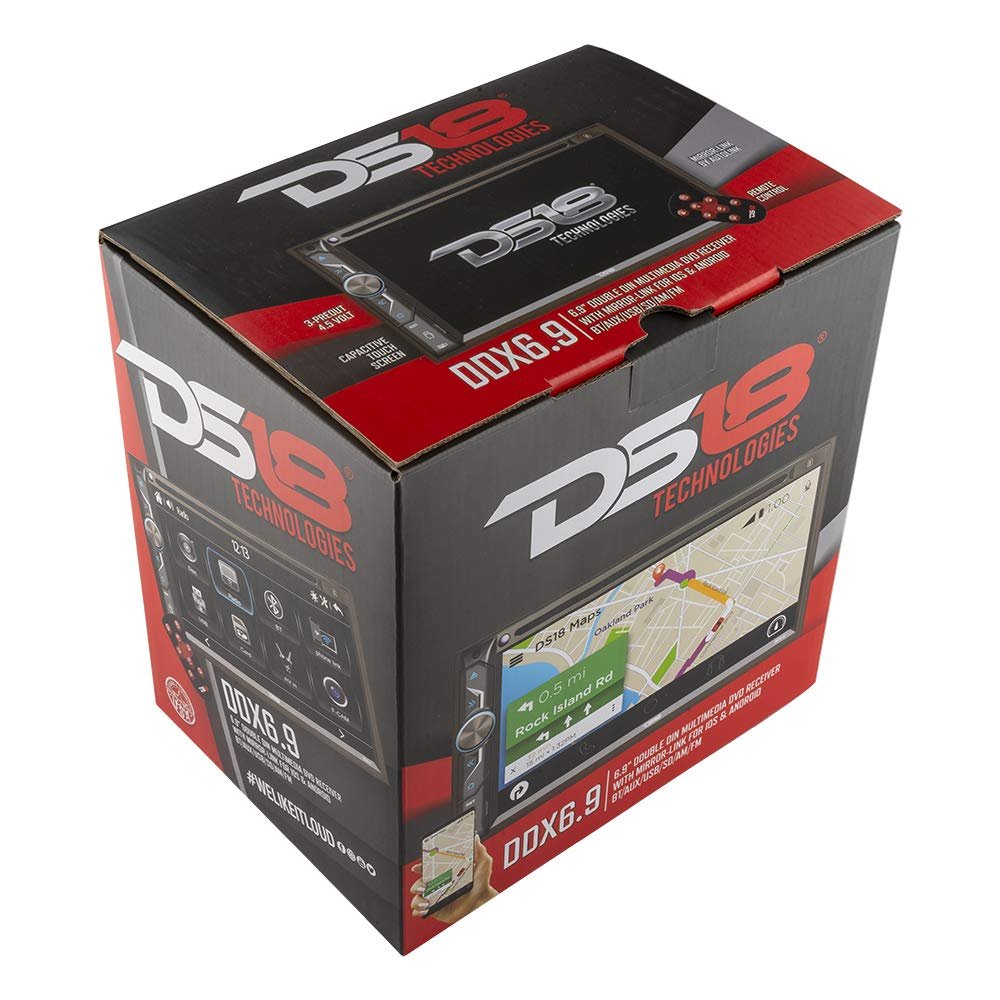 DS18 DDX6.9 Car Stereo Radio 6x9 inches Touchscreen Double Din Headunit with DVD, Bluetooth, USB and mirrorlink for iOS & Android AUX/USB/SD/AM/FM Multimedia Receiver