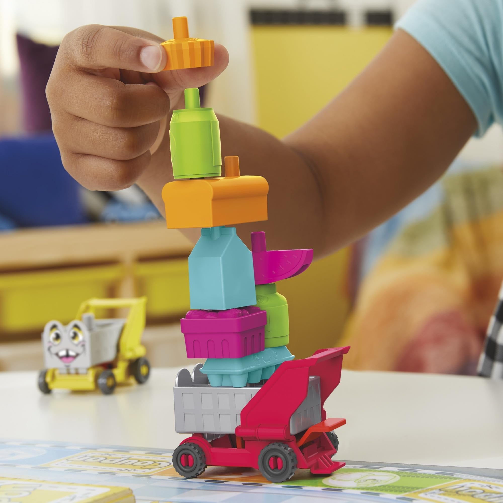 Grocery Go Karts Board Game for Preschoolers and Kids Ages 4 and Up, Building Game with Mini Groceries, Preschool Games for 2-4 Players