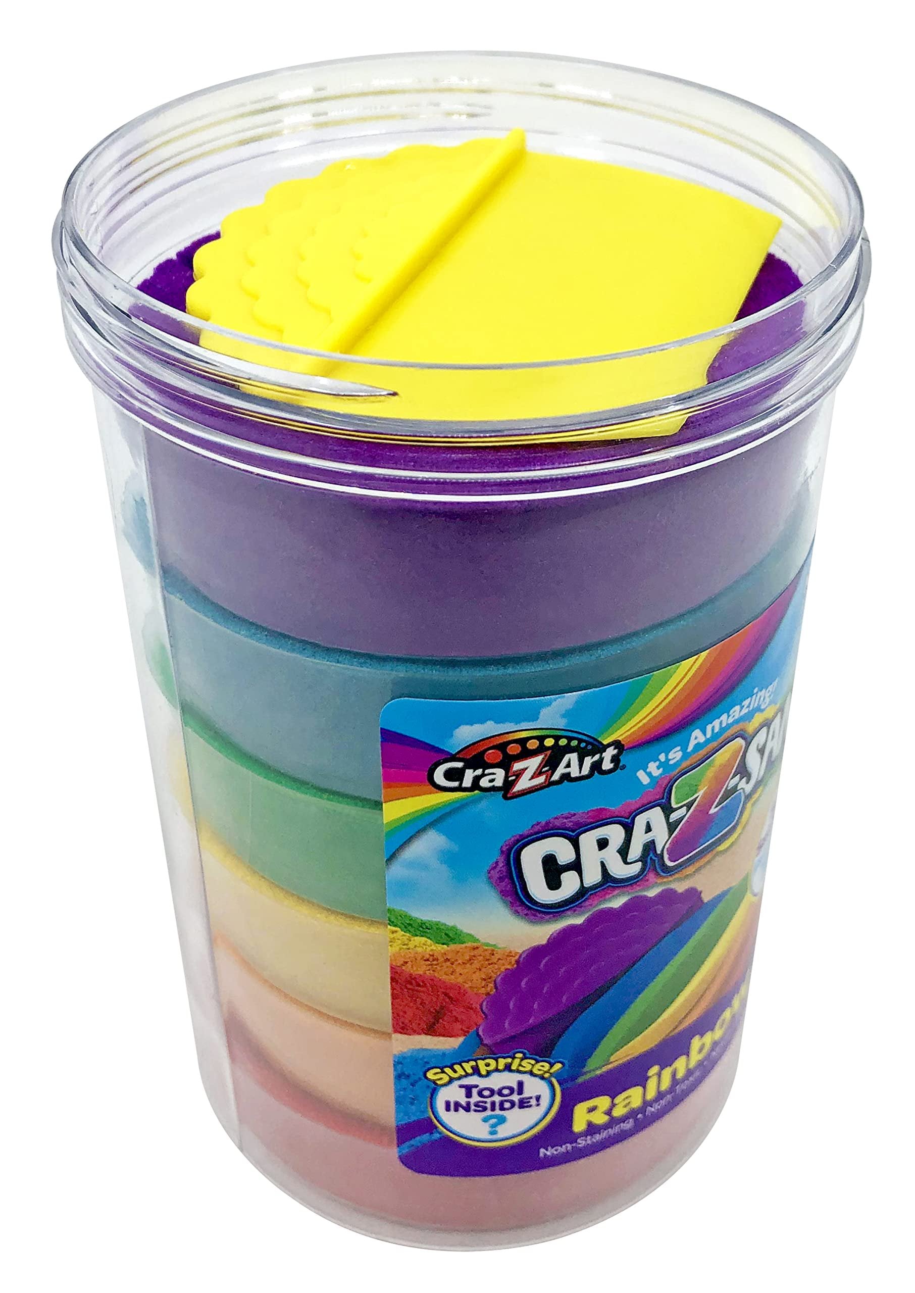 CRA-Z-Sand Rainbow Sand Jar with Bonus Surprise Tool Inside, Shape, Mold and Slice It, Fun Sensory Toy for Ages 4 and up