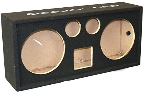 Robust Chuchera 9-1/8-in Round Openings For Two 10-in Woofers Plus One Horn Plus Two Tweeters Empty Car Speaker Box Black 5/8-in MDF One 4-1/2-in Square Opening For Horn DEEJAY LED 2X10HORN2TW