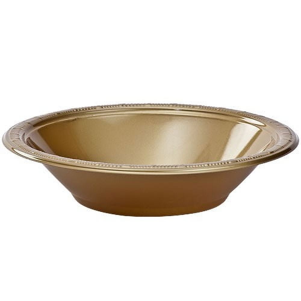 Gold Solid Color Premium Heavy Weight Plastic Soup Bowl 15 Oz. 50 Count - Elegant & Durable, Perfect for Parties & Events