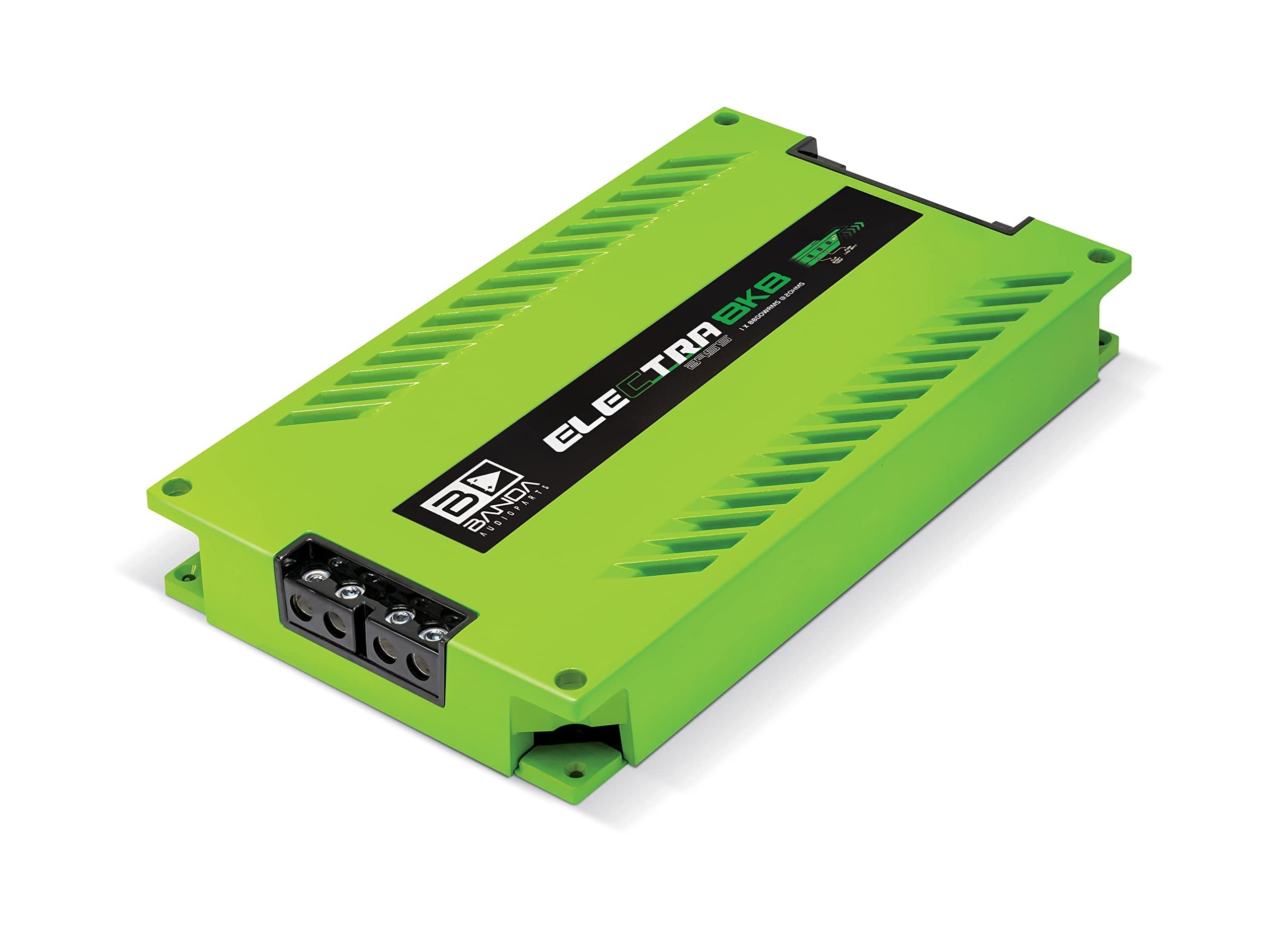 Electra 1-Ch. Vehicle Audio Bass Amp - 8800WRMS D Class High-Powered Mono Bass Amp w/Subsonic Filter & Low Pass Filter Stable @ 2Ohm, LED Indicators, Sound Specialization, Green - Banda 8K82OHMGREEN