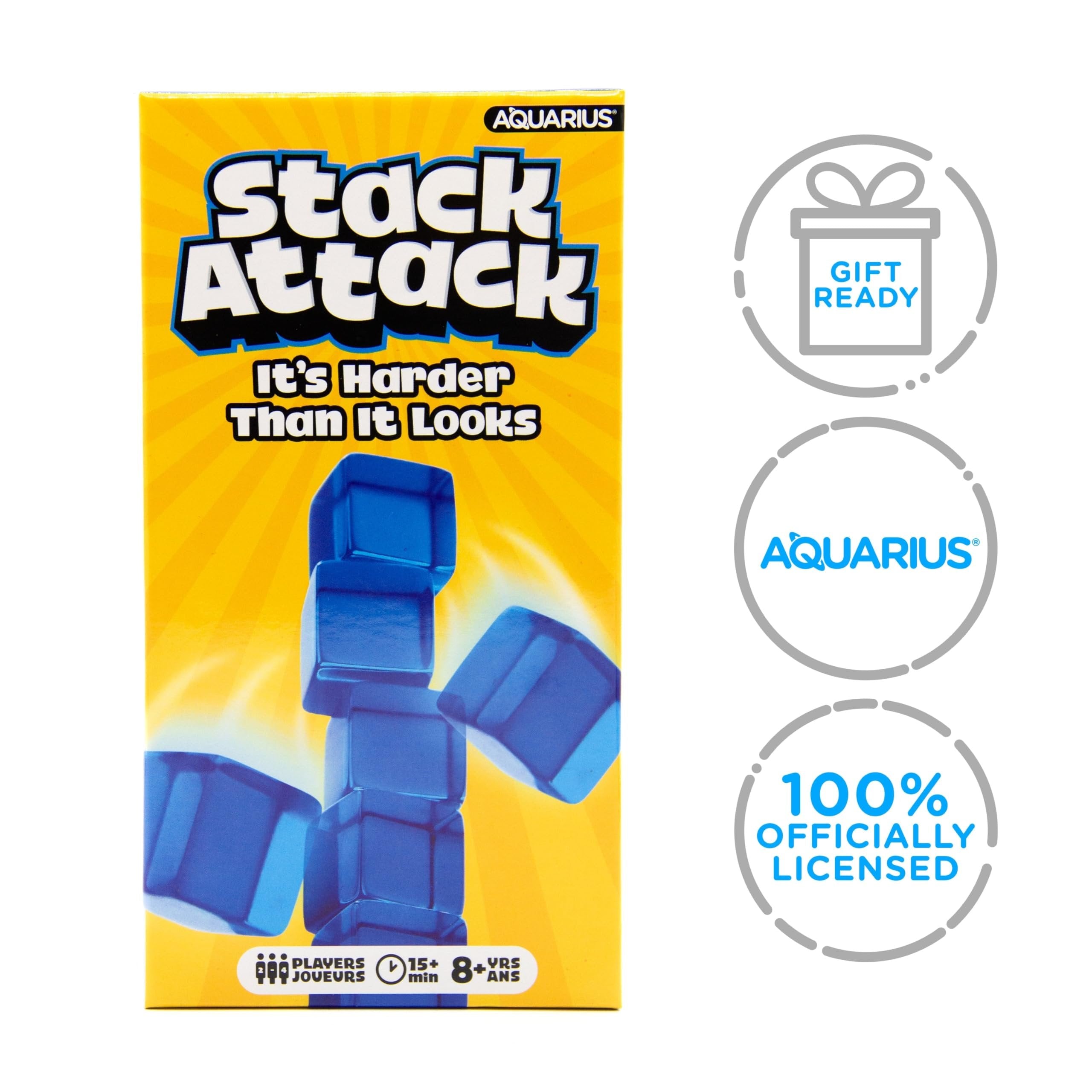 AQUARIUS Stack Attack Game - Stacking Blocks Game - Fun Family Party Game for Kids, Teens & Adults - Entertaining Game Night Gift - 4 to 6 Players - Ages 8 & Up