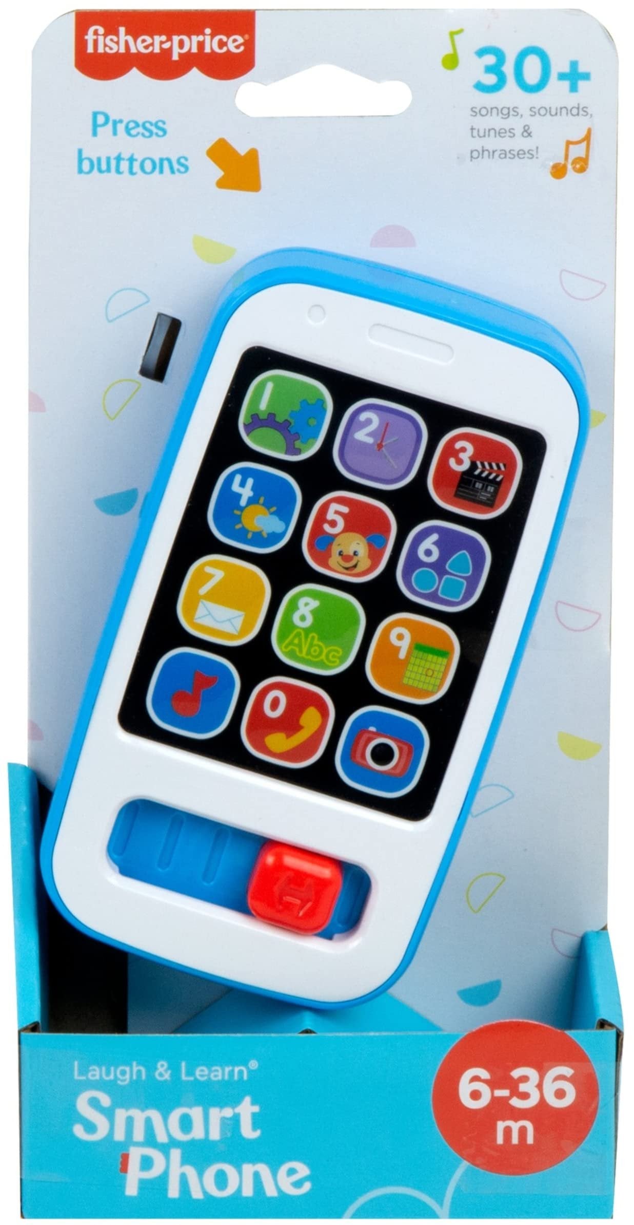 Fisher-Price Laugh & Learn Baby & Toddler Toy Smart Phone with Educational Music & Lights for Ages 6+ Months, Blue