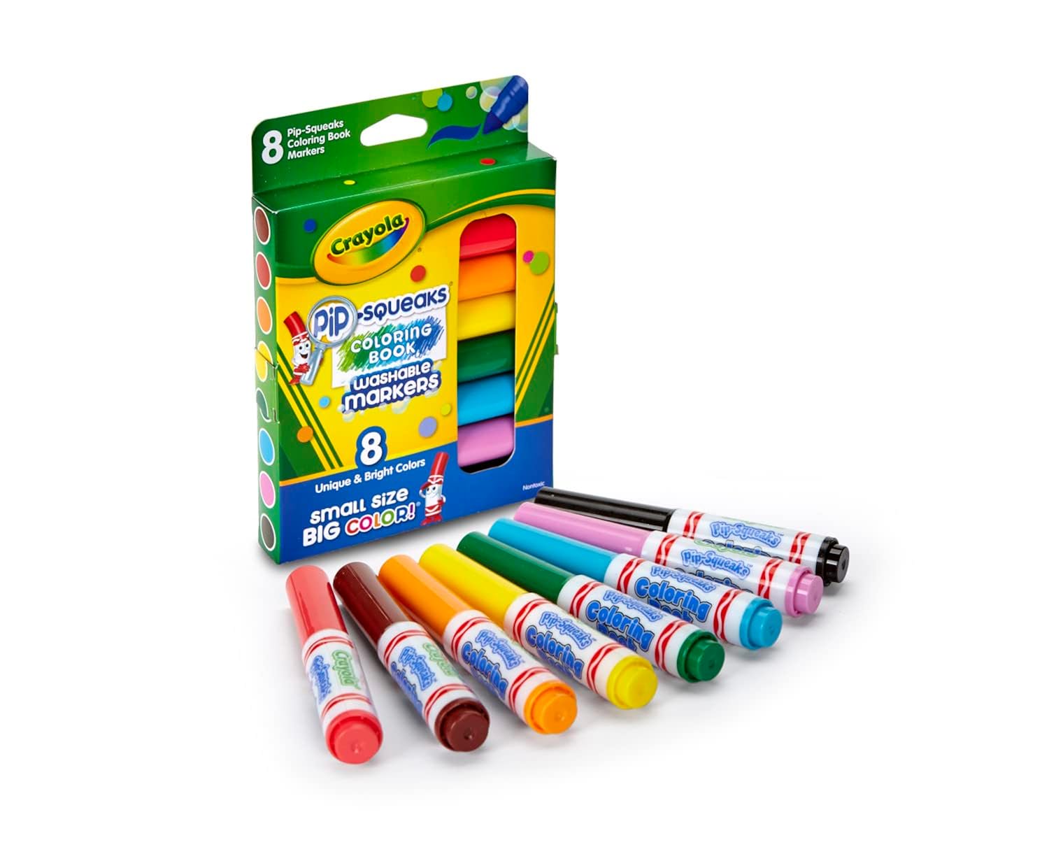 Crayola Pip Squeaks Washable Markers, Mini Markers in Classic Colors, 8 Count