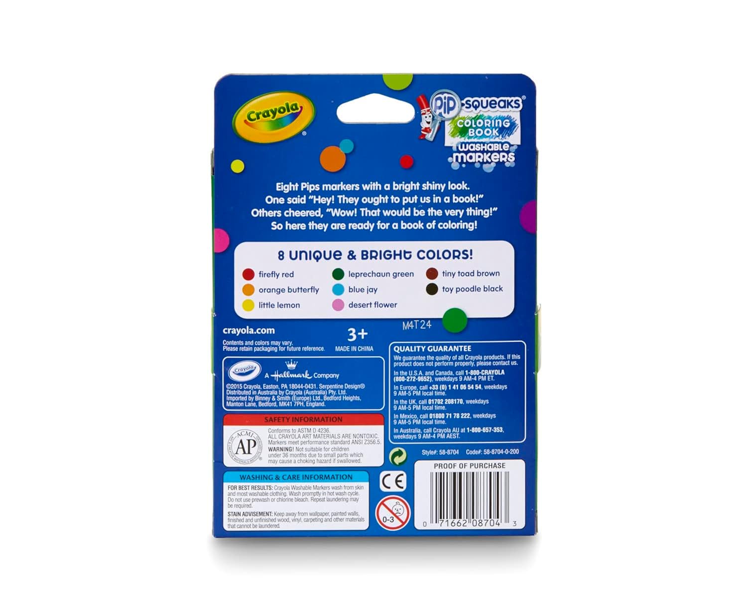 Crayola Pip Squeaks Washable Markers, Mini Markers in Classic Colors, 8 Count