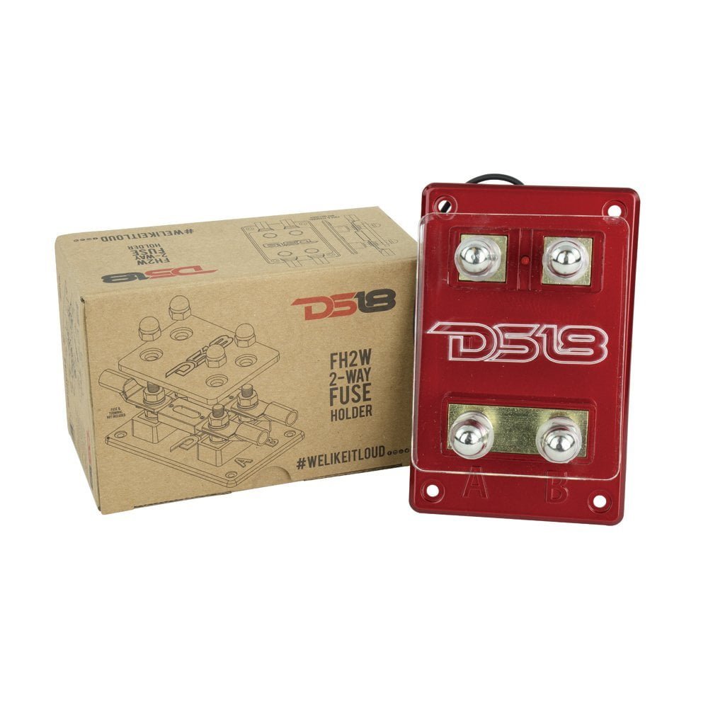 2 Way Fuse Holder with 12 Volt Red LED Power Indicator DS18 FH2W Car Audio New
