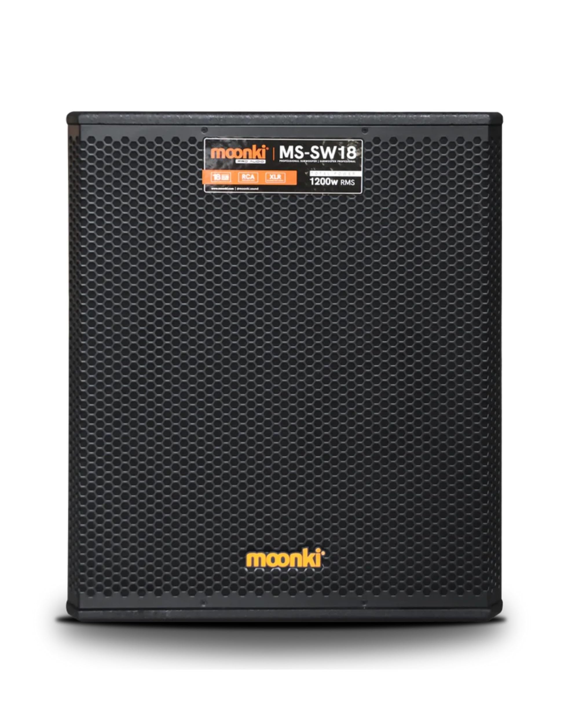 Moonki Sound MS-SW18 18-inch Subwoofer Portable Pro Audio DJ Speaker 4 Ohm 1200 Wrms LED Indicator XLR/RCA Inputs