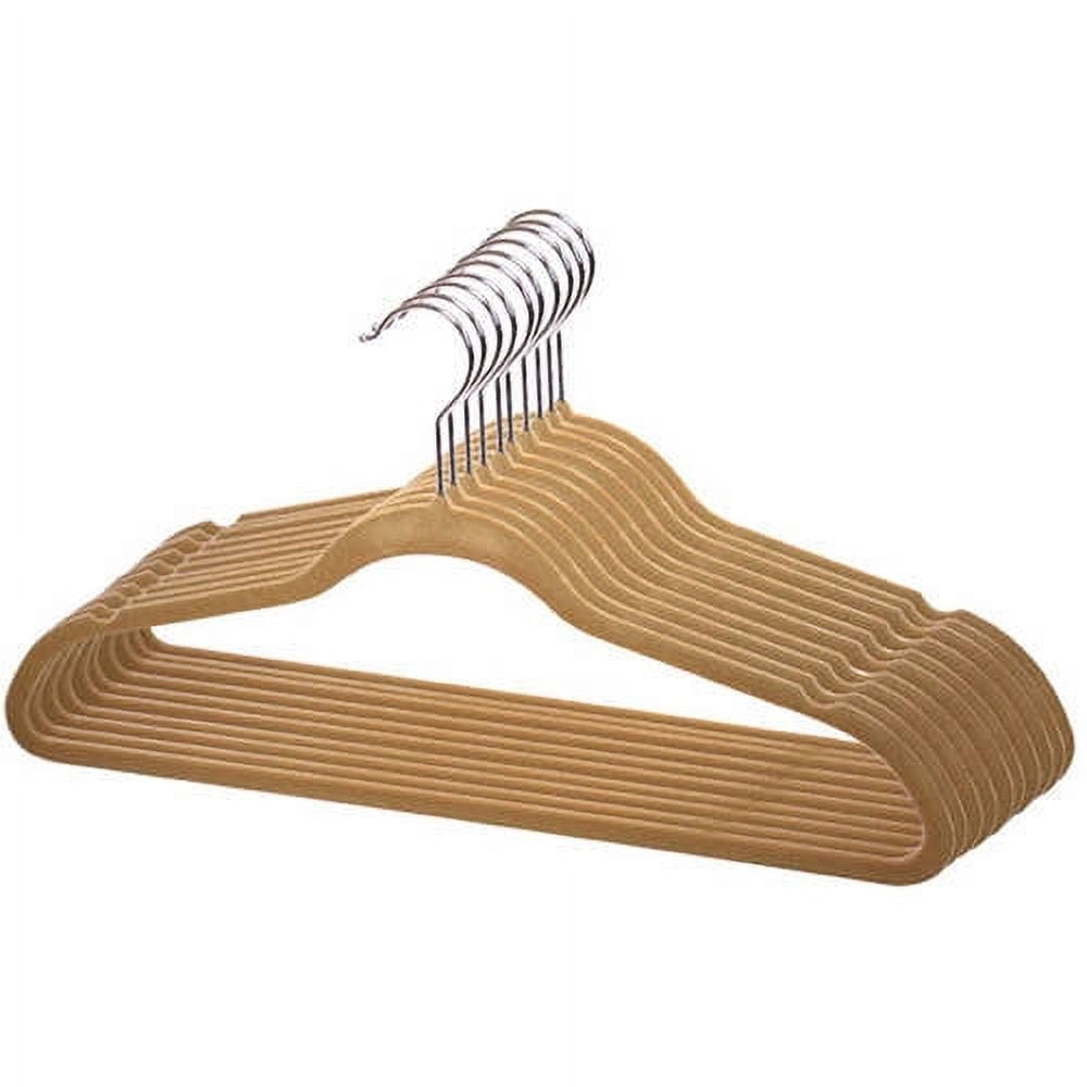 Home Basics Velvet Hangers With Rotating Hooks, 10 Pack, Camel