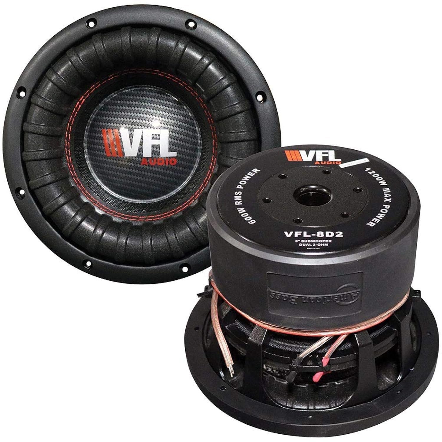 American Bass VFL-COMP8-D2 8-inch Competition Subwoofer 1200 Watts Max VFL Series COMP8 Dual 2 Ohm Voice Coil High-Excursion Woofer