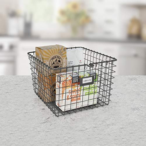 Spectrum Diversified Wire, Vintage Locker Basket Style, Rustic Farmhouse Chic Steel Storage for Closets, Pantry, Kitchen, Garage, Bathroom & More, Medium, Pack of 6, Industrial Gray, 6 Count