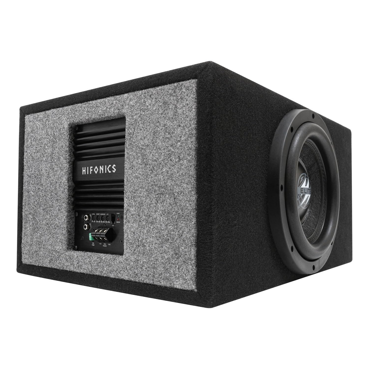 HIFONICS HEW10D4-500P 10-Inch Elite Series Powered Subwoofer System Amp Bulit Class D Amplifier 500 Watts Peak Dual 4-Ohm Voice Coils