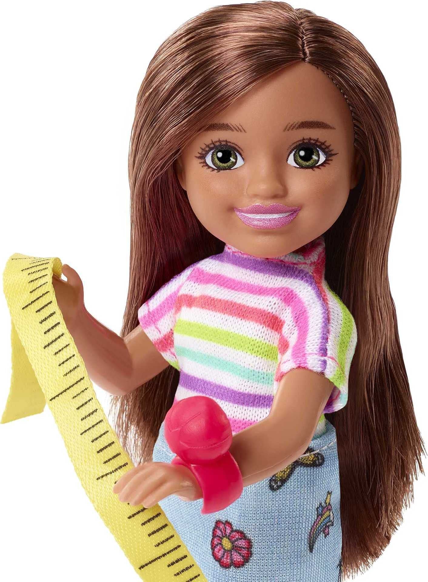 Barbie Chelsea Can Be Doll & Playset, Brunette Fashion Designer Small Doll with Removable Outfit & 8 Career Accessories